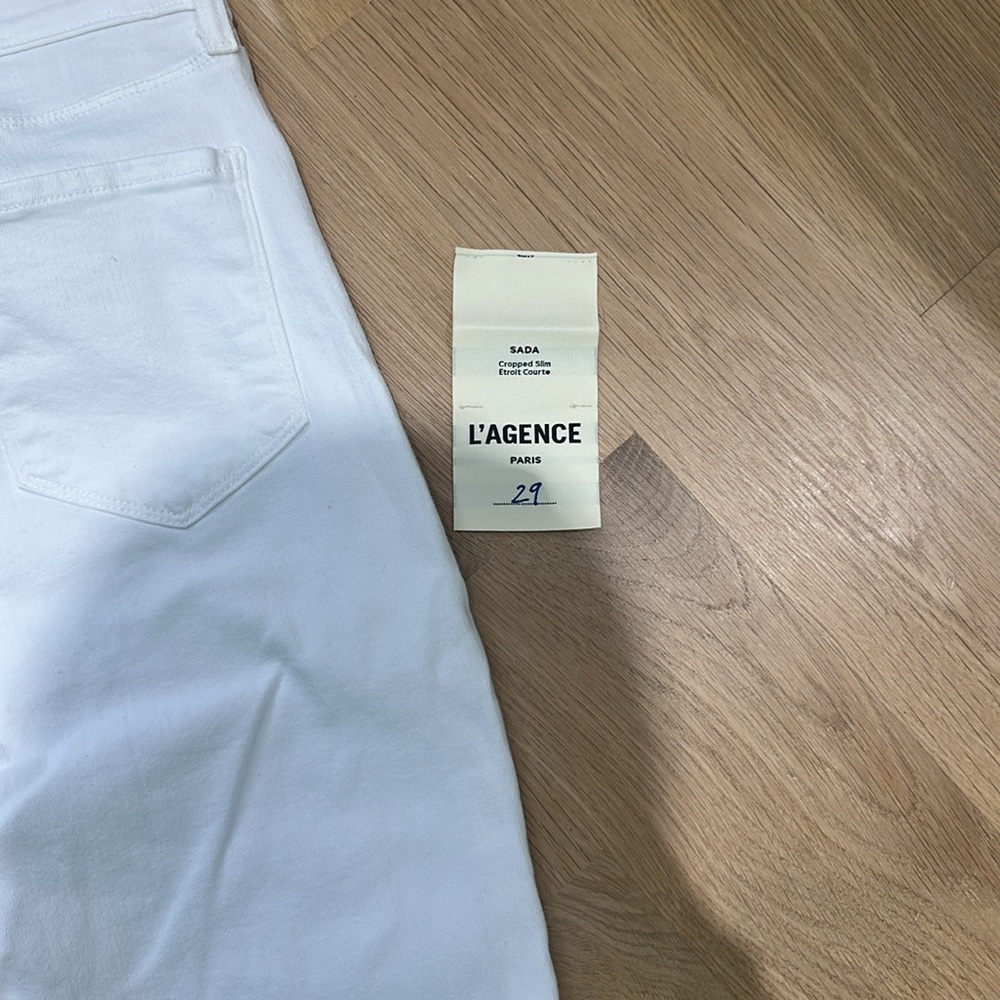 L'AGENCE Sada High Rise Cropped Straight Jeans in Blanc Women's Size 29 - Picture 9 of 9